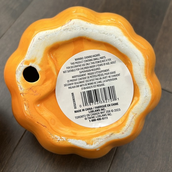 Set of 2 Ceramic Stoneware Pumpkins, Halloween Fall Decor, Orange Brown Harvest - Picture 5 of 8